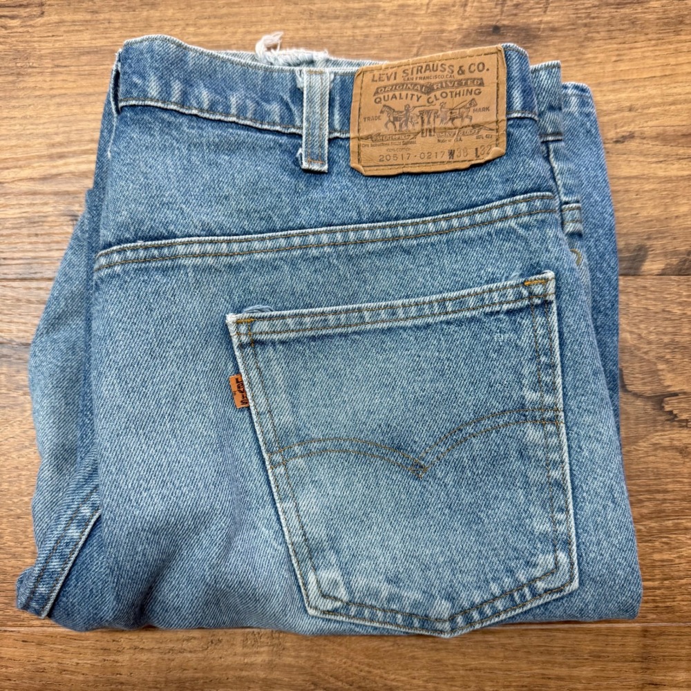 Vintage‎ Men's Levis 38x29* Jeans 20517-0217 Saddleman Bootcut Orange Tab
